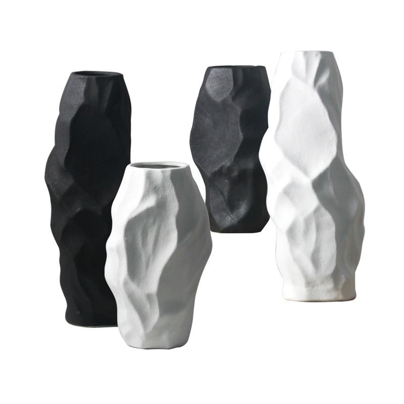 Irregular Ceramic Vase Simulation Stone Flower Pots Decorative Flower Arrangement Porcelain Vases Nordic Home Decor Modern