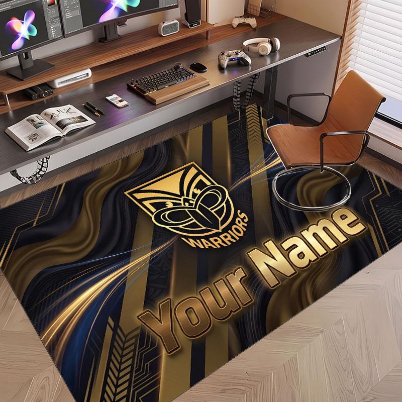 Custom Rug Wigan Warriors Pattern Print Name Text Soft Non‑Slip Floor Carpet for Home Indoor Decoration