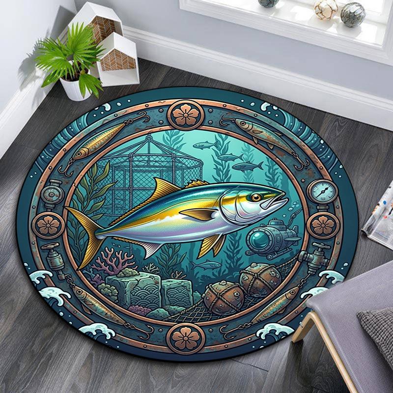 Underwater Adventure Frame Round Area Rug Under Office Chairs Bedroom Living Room Home Decor