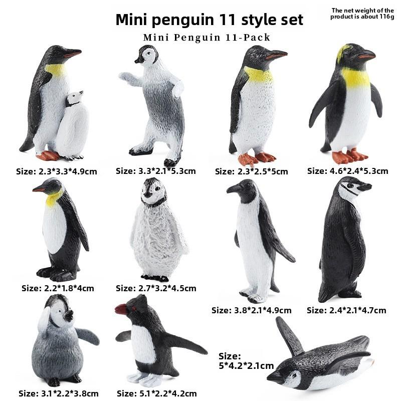 Penguin Mini Marine Animal Model Set Plastic Aquatic Creatures Realistic Office Desk Decoration Style 1