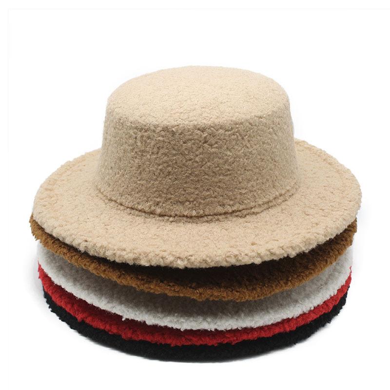Hat Outdoor Vintage Flat Hat Top Hat Lamb Wool Hat Warm Jazz Hat