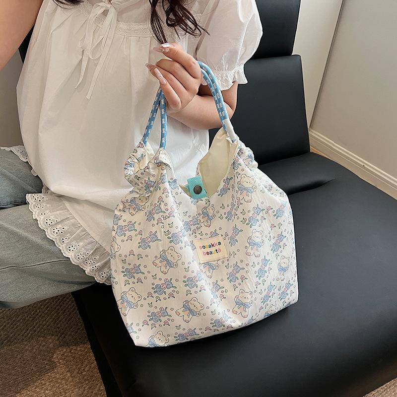 Lazy Wind Floral Bag Female Student Large-capacity Handbag Bag Versatile Leisure and Environmentally Friendly Bag Shoulder Bag