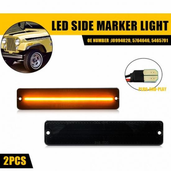 Amber LED Front Side Marker Light for Jeep CJ5 CJ6 CJ7 CJ8 SJ Wagoneer J10 J20 A