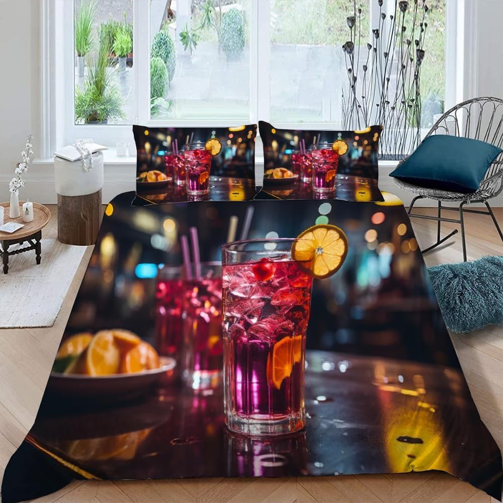 Wine Glass Duvet Covers for Adults Queen Lightweight Down Quilt Covers Romantic Style Bedspread Cover Bedroom Decor No Comforter