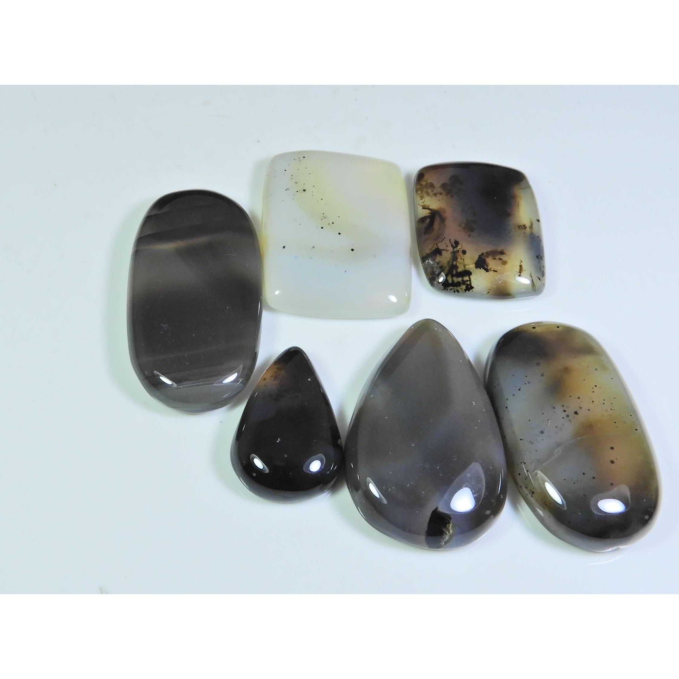

249Cts. Natural Botswana Agate Mix Cabochon Loose Gemstone 6 Pcs Lot A-659