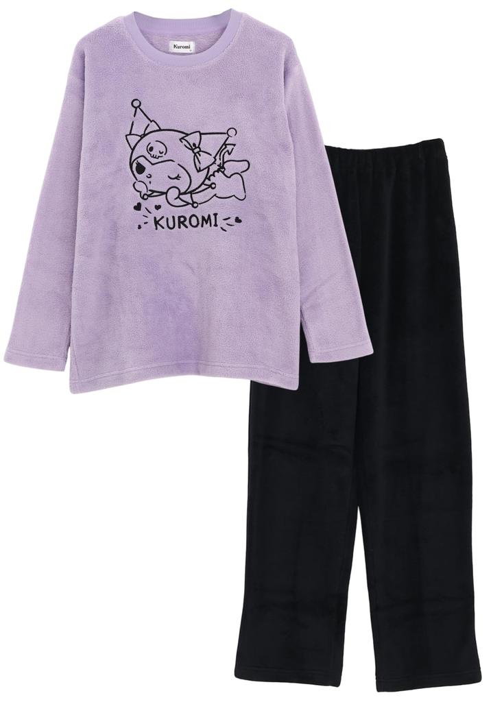 Kaituck Family Kuromi Long Sleeve Fleece Pajamas for Winter Women's (M, L) (L, Purple)