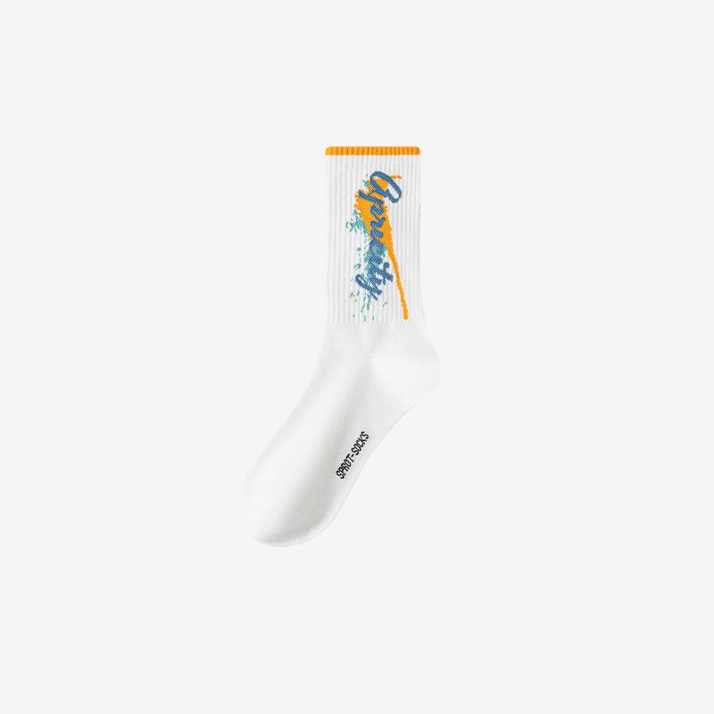 Men's Pure Cotton Mid-Calf Deodorant Sports Socks - Sweat-Absorbent & Breathable for Autumn/Spring