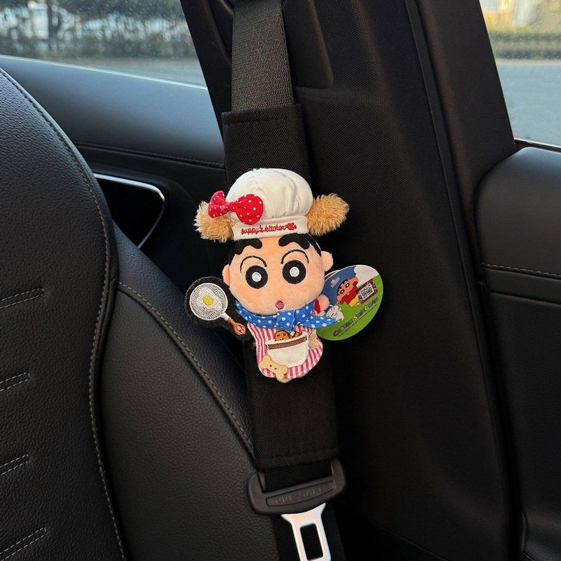 

Car Seatbelt Shoulder Pad Crayon Shin-Chan Cute Car Seatbelt Decoration Anti-Wear Anti-Strangle High-End Couple Style Chef Crayon Hat Shin-Chan - Black Shoulder Pads