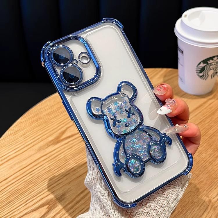 Quicksand Violent Bear Is Suitable for Iphone17 Mobile Phone Case, Apple 16 Four Corners Anti-drop 15ProMax All-inclusive Protective Case.
