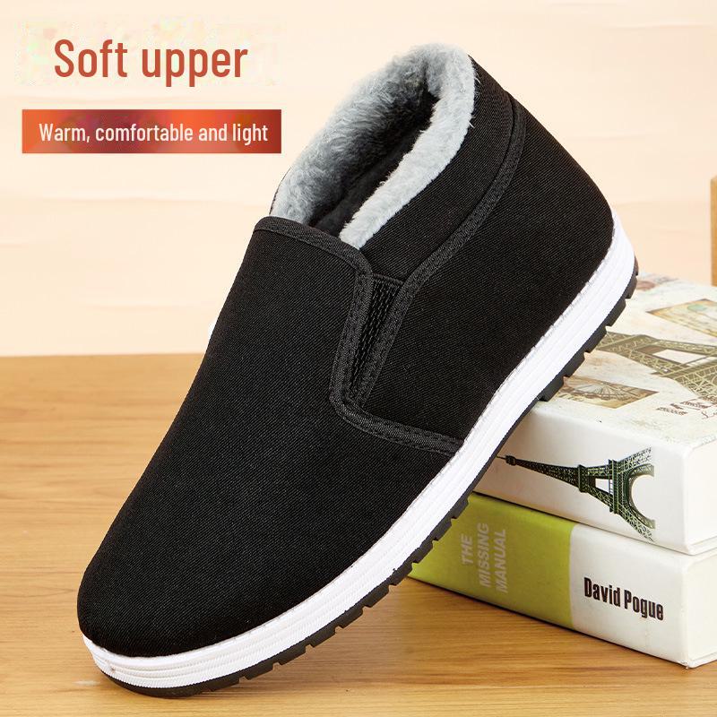 Men's Winter Non-Slip Cotton Shoes: Old Beijing Style with Plush Lining