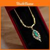 Gold Leaf Necklace For Women With Diamondinlaid Alloy Pendant Elegant Vintage Jewelry