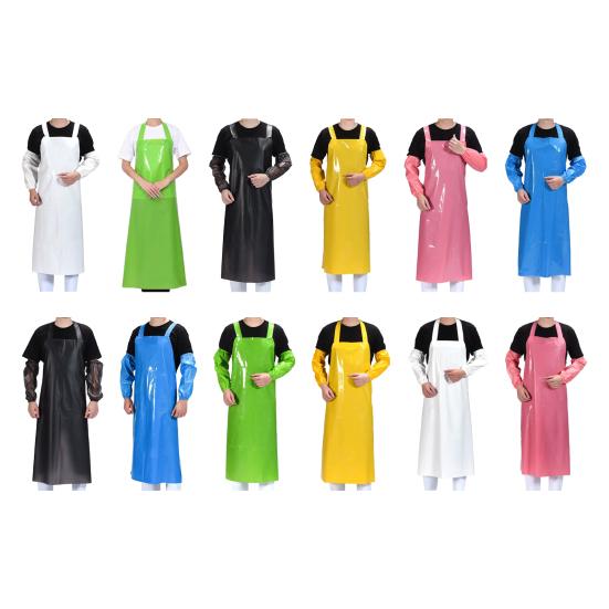 Waterproof Oil-Proof TPU Bib Apron with Sleeves Oil Resistant Chef Apron Food-Grade Plastic Apron for Seafood Processing Kitchen Food Factory
