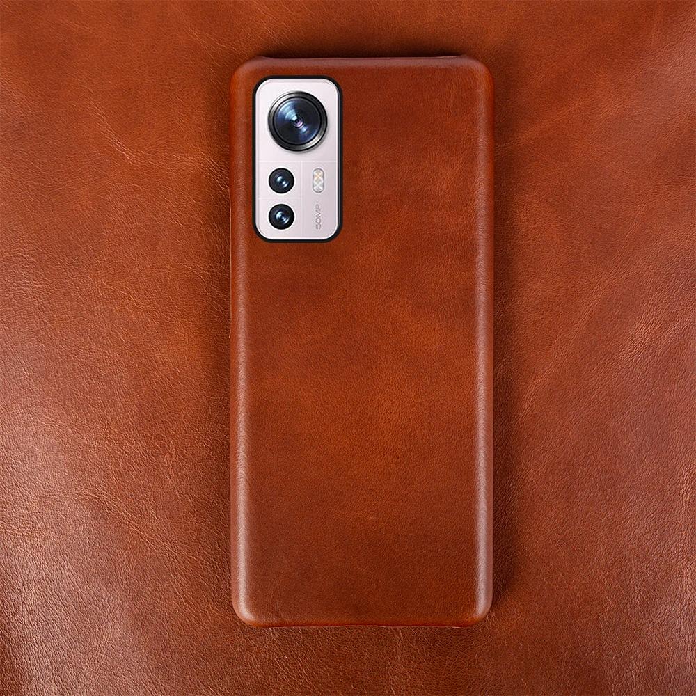 Genuine Leather Phone Case For Xiaomi 17T Pro Hand Made Oil Wax Cover Pattern Mi 12X 12Pro 12S Ultra 12Mini 12 Lite Poco Series
