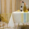 Embroidery Tassel Tablecloth,Cotton Linen Dust Proof Dinner Table Cover,for Kitchen Dining Room Party Home Tabletop Decoration