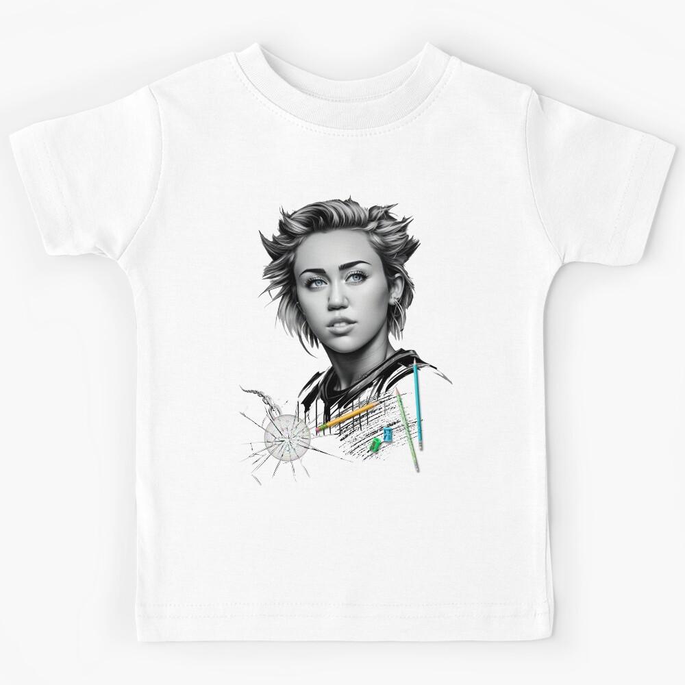 Miley Cyrus in Sketch Kids T-Shirt 130