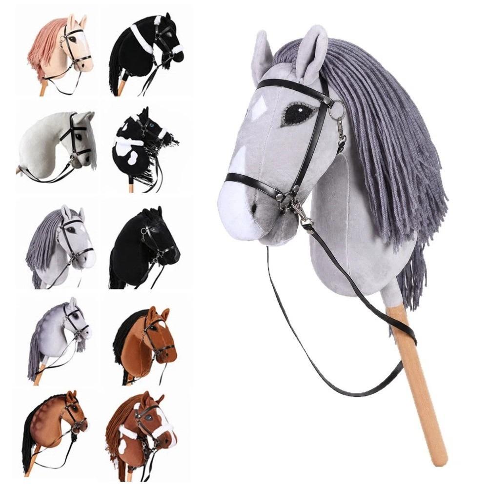 Realistic Plush Hobby Horse Soft Plush Hobby Horse Riding Stick Plush Horse Head  Performance Prop