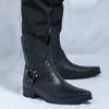 Cizme Cowboy Vestice pentru Bărbați cu Vârf Ascuțit Casual Retro Rochie Cizme din Piele Neagră Cizme Înalte pentru Bărbați Mărimi Mari