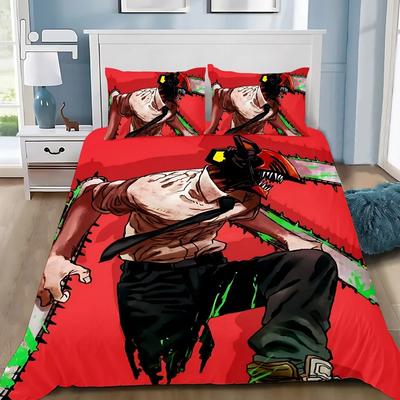 Squisito Set da Letto con Stampa Anime Chainsaw Man 3D Copripiumino Piumone Letto Adulto Giovane Ragazza Ragazzo Regalo