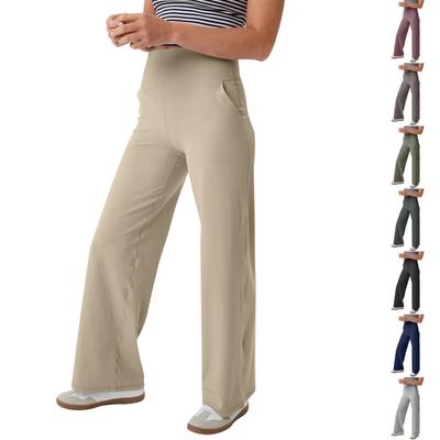 Hose mit weitem Bein für Damen, Yogahose, hohe Taille, Jogginghose mit Taschen, Stretchhose, bequeme Workout-Sport-Jogginghose