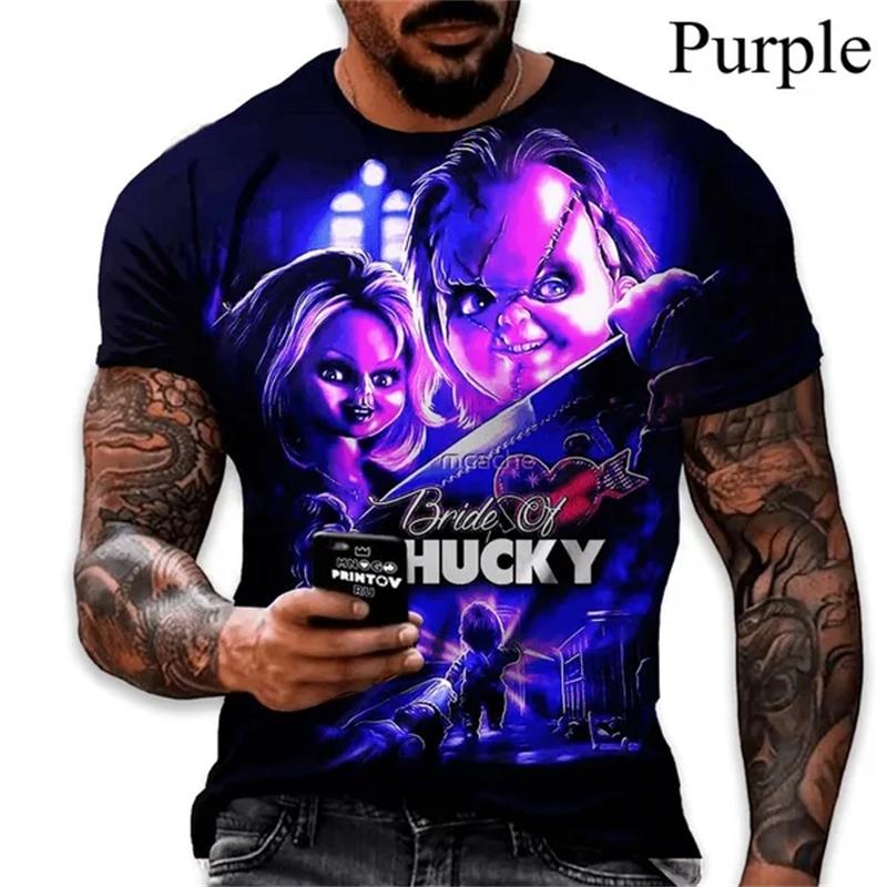 New Fashion Horror Movie Bride Of Chucky 3D Print Casual T-Shirt Men's Short Sleeve Tops Cool High Quality Tshirts Tee Clothing