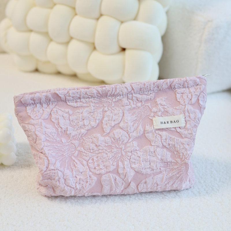 Capacity Large Canvas Cosmetic Storage Bag Embossed Toiletry Bag Storage Travel