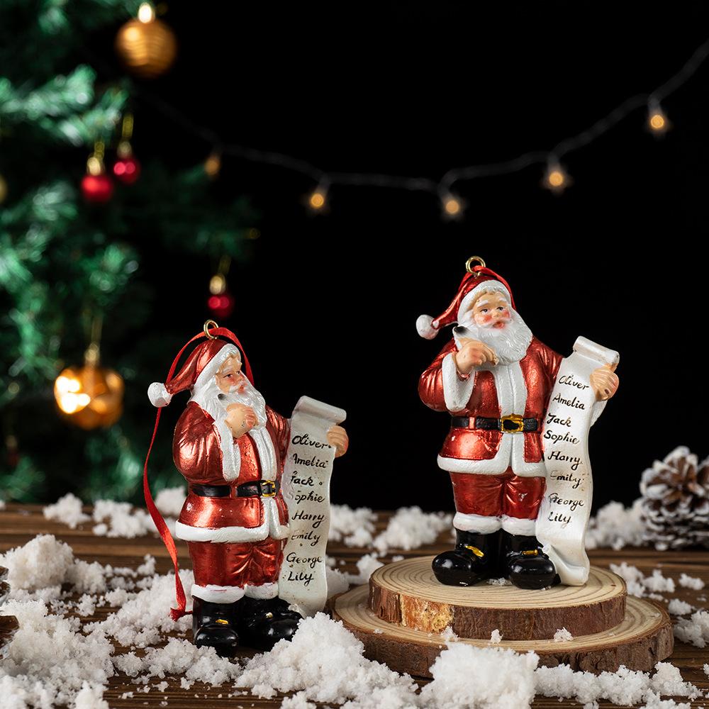 New Santa Christmas Pendant Home Desktop Christmas Tree Decoration Hanging Gift Resin Ornament