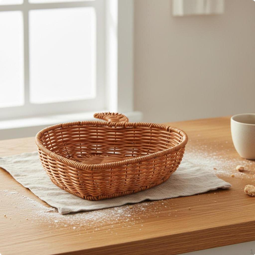 Fruit Shaped Woven Basket Artisanal Appearance Heart Tray MultiFunctional Imitation