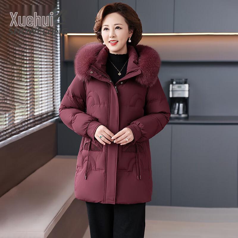 SNOWFLYING Women's Winter Down Jacket with Fox Fur Collar