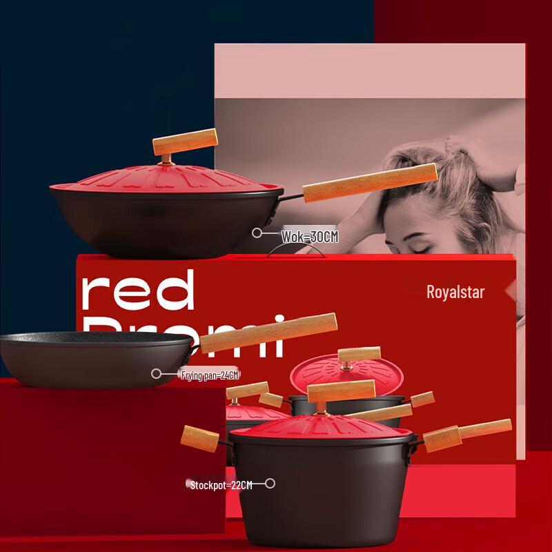 Royalstar Colorful Goddess 3-Piece Cookware Set