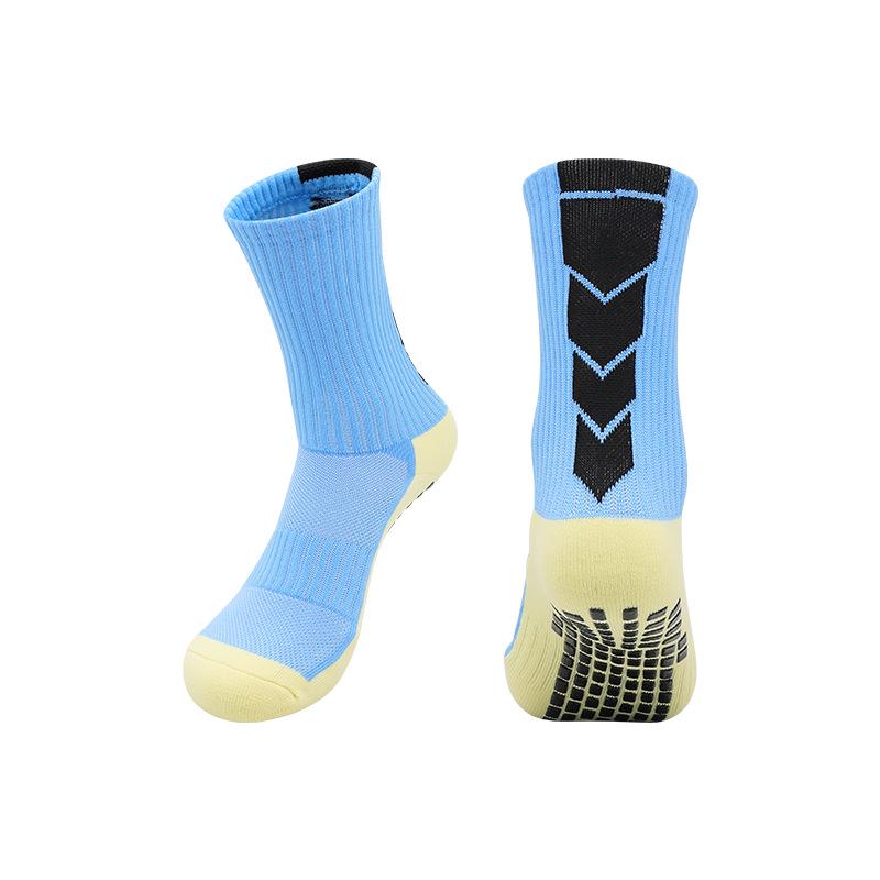Men's Non-Slip Mid-Calf Football Socks with Thickened Towel Bottom and Silicone Grip