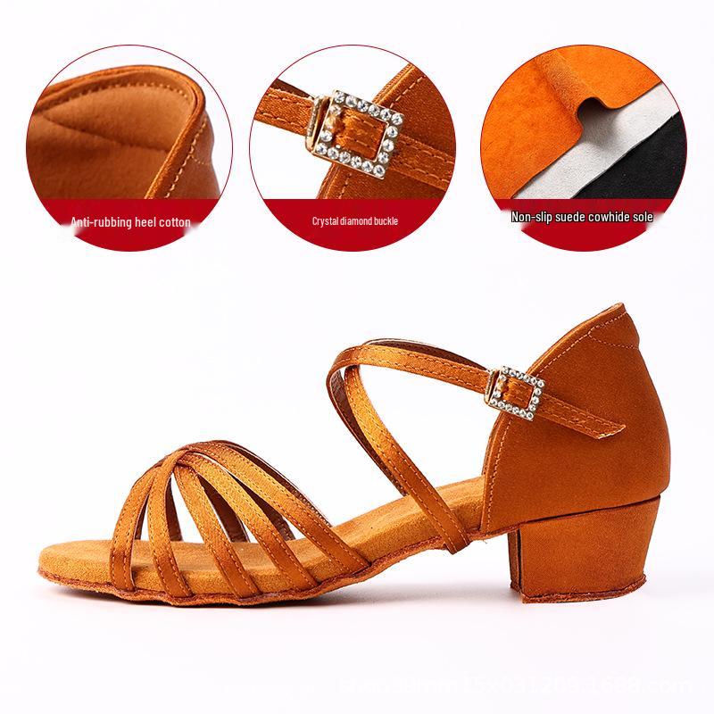 Girls' White Professional Latin Dance Shoes - Soft Sole for Beginners & Competitions