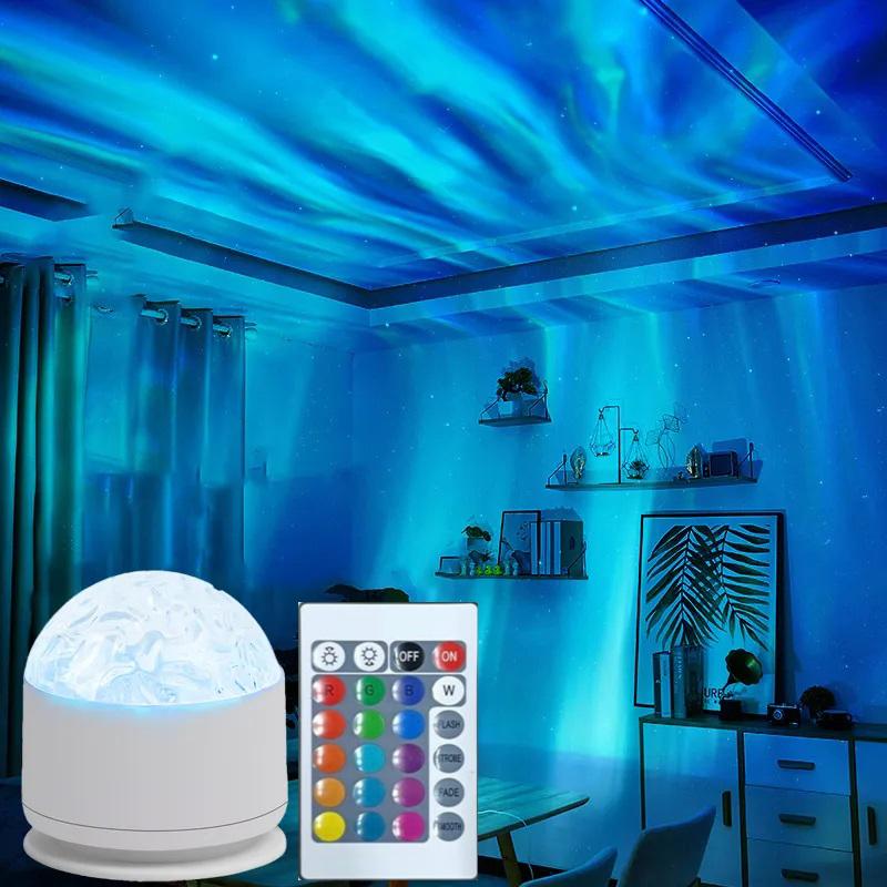 RGB Atmosphere Rotating Northern Lights Nightlight Water Ripple Modern LED Dynamic Aurora Projection Table Lamp Living Room