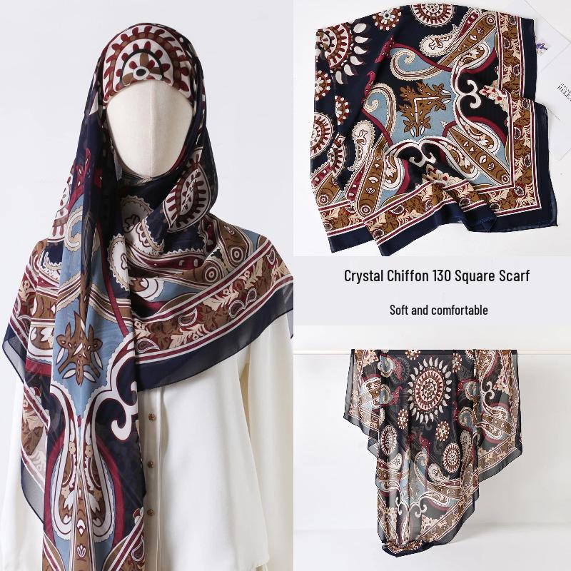Damenmode 130x130 Seidenähnlicher Gaze Quadratischer Schal Stola - High-End, Leichtgewicht, Langer Schal
