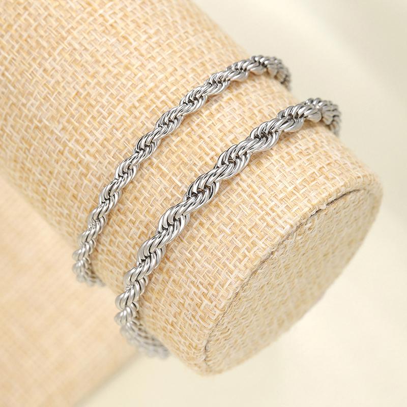 2Pcs Versatile Trendy Twisted Rope Chain Couple Bracelets For Women Men Simple Bracelet Set Jewelry Accessories Gift