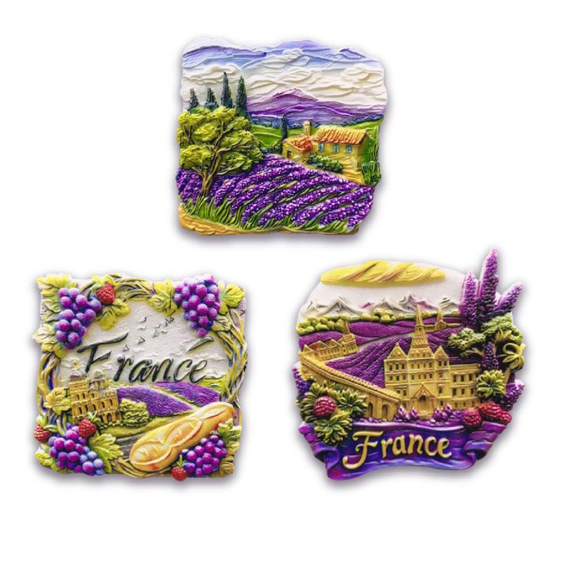 

3 шт./набор креативных 3D французских лавандовых природных пейзажей магнит на холодильник сувенир домашний декор наклейка на холодильник 3PCS/SET