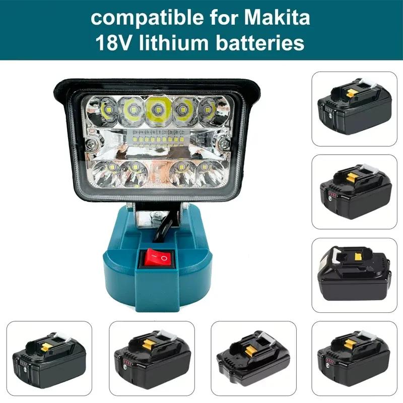 LED Work Light for Makita 18V Battery Flashlight Portable Flood Light Cordless Light for Outdoor Emergencies Job Site Lighting
