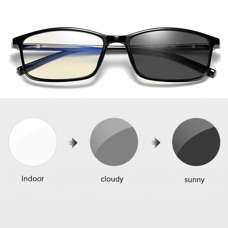 TR90 Thin Frame Change Color Eyewear Photochromic Eyeglasses Women Men Prescription 0 -0.5 -1.0 -1.5 -2.0 -2.5 -3.0 To -6.0
