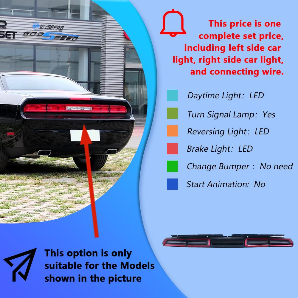 

Car Taillights Assembly For Dodge Challenger 2008-2014 LED Auto Rear Back Lamps Upgrade Highlight Flashing Taillight Accessories