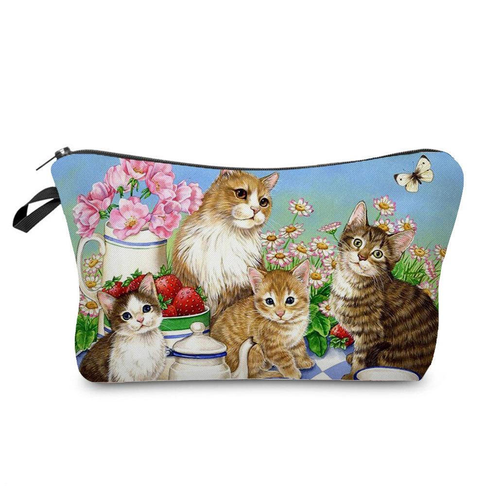 Women Cat Print Cosmetic Bag Toiletries Organize Travel Storage Case  6429
