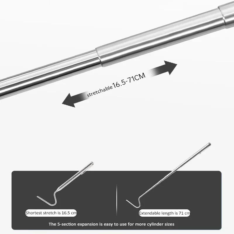 Adjustable Stainless Steel Snake Hook 17-67cm Retractable Long Handle Professional Amphibious Reptile Catching Tool Accessories