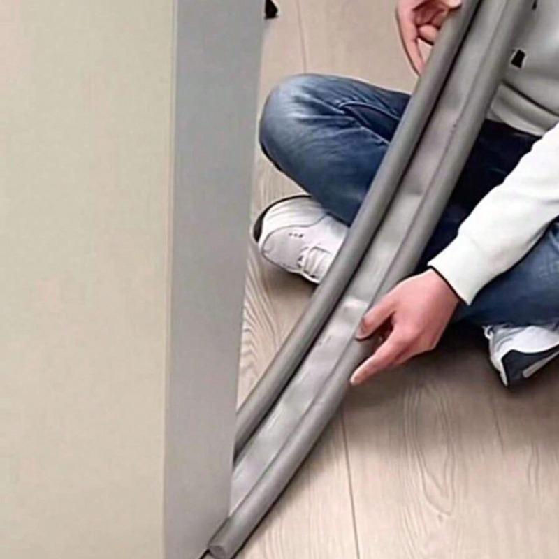 Commercial Grade Door Bottom Seal - Zero-Residue Grey/Black Weatherstrip with Quick-Rebound Core for Hotel/Office/Retail