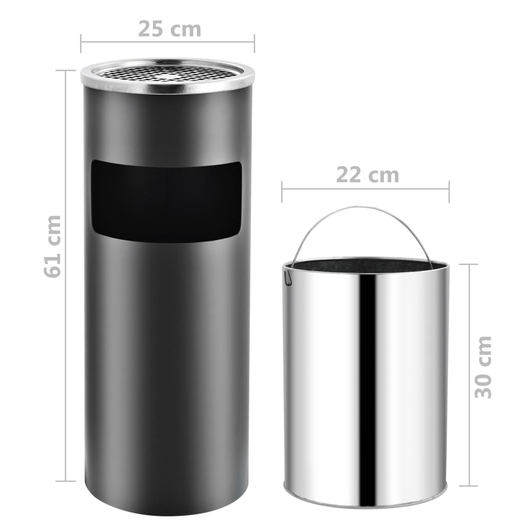 Floor standing ashtray bin 30 L steel gray