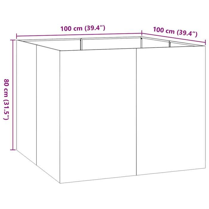 VidaXL Rusty Planter 100x100x80 Cm Stainless Steel, Flower Pot, Plant Stand, Raised Bed, Support of 860828