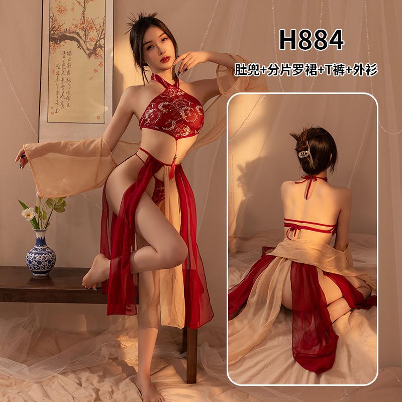 Adult Erotic Underwear Ancient Cheongsam Pajamas Large Size Sexy Temptation Flirting Free Passion Hanfu Suit