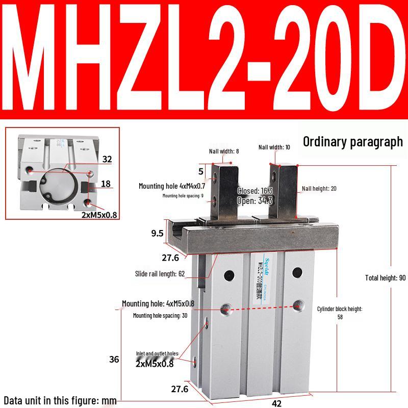 MHZL2 Pneumatic Finger Cylinder Parallel Manipulator Gripper MHZ2/HFZ Series