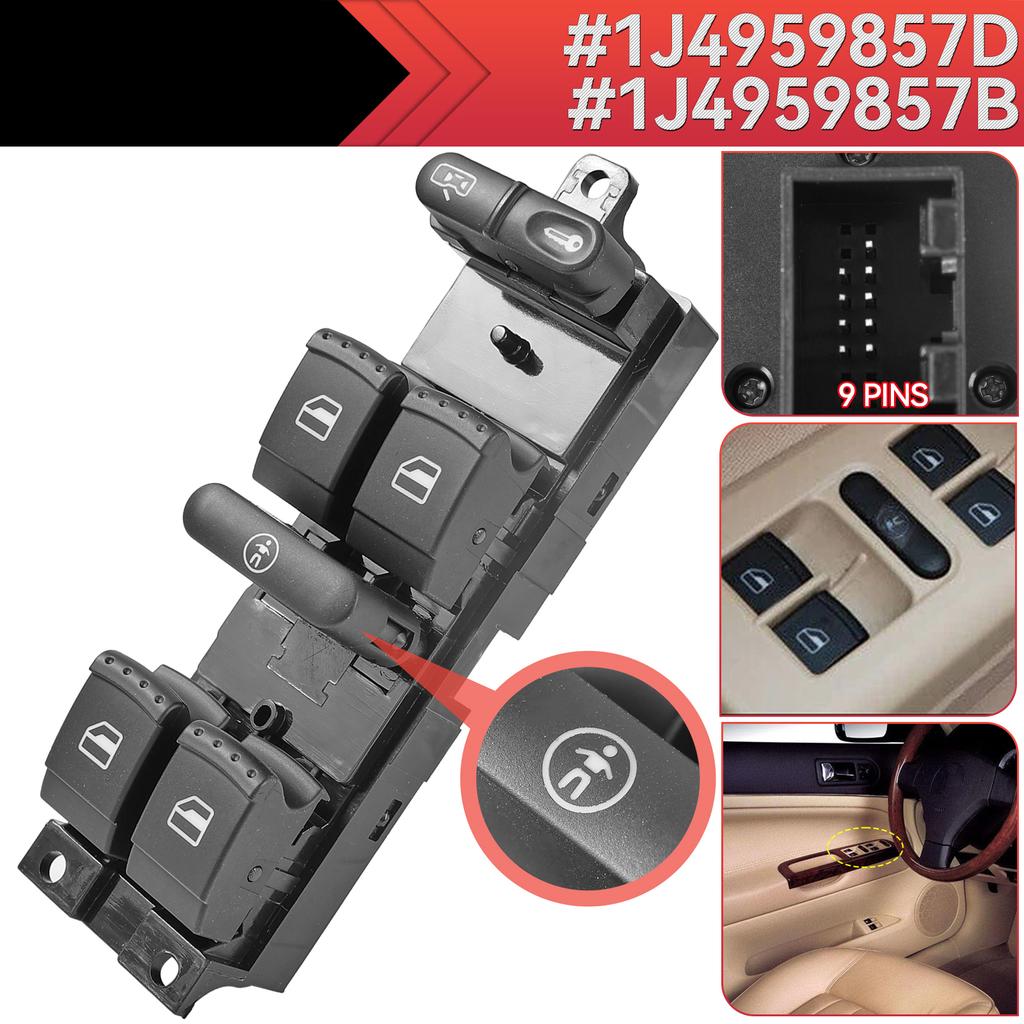 Power Window Control Switch Button 9PINS FOR Volkswagen Bora Jetta VW Golf MK4 Passat B5 Seat Leon Toledo 1J4959857A 1J4959857D