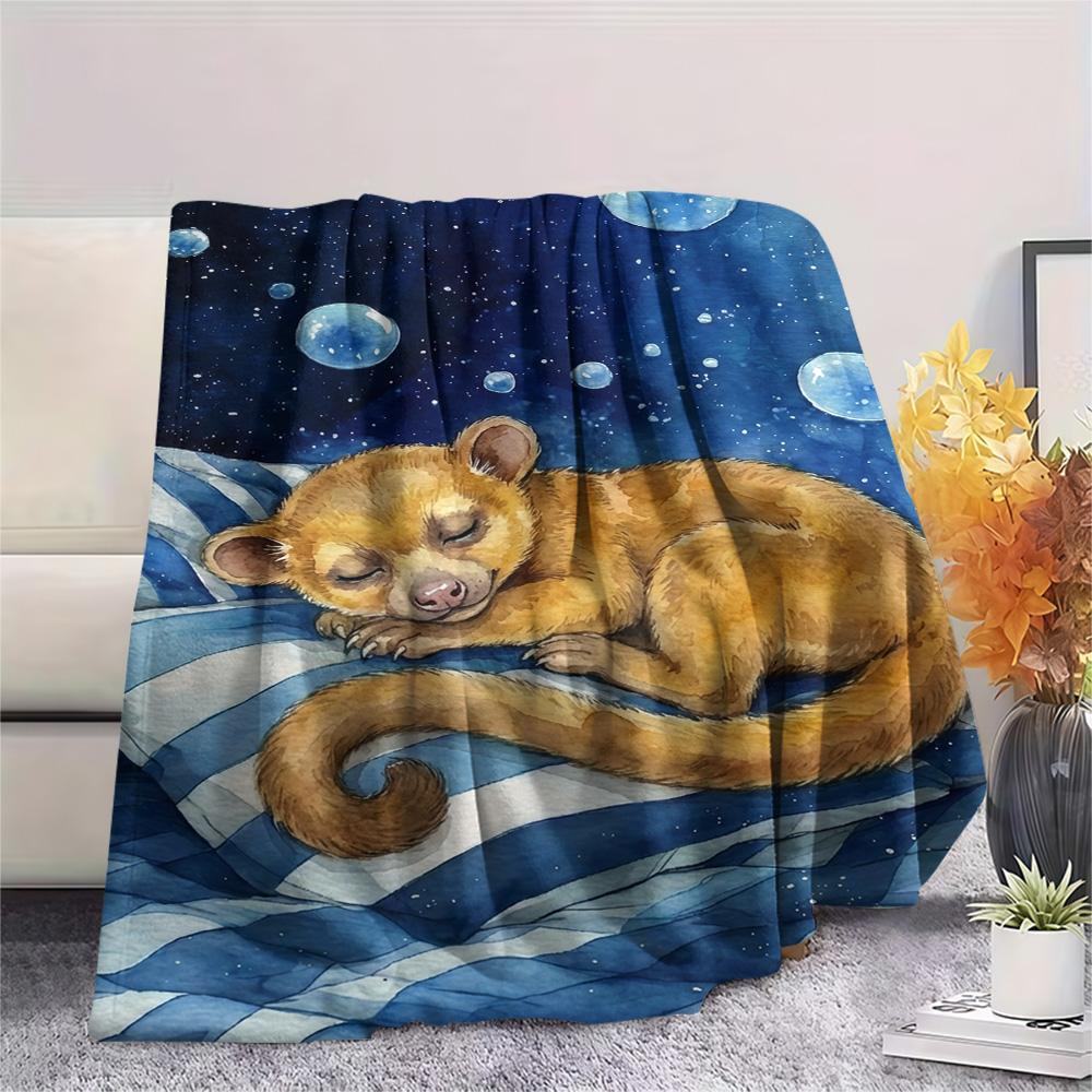 1PC Watercolor style Print FlAannel Blanket, High quality Comfortable for All Seasons, Home Decor, Warmth and Comfort