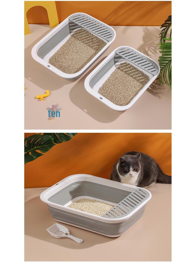 Faltbare, halbgeschlossene Katzentoilette – übergroß, spritzwassergeschützt, leicht zu reinigen