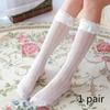 Spring Summer Girls Knee High Socks for Kids Children Bowknot Mesh Breathable Long Tall Socks White Black 3-12 Years