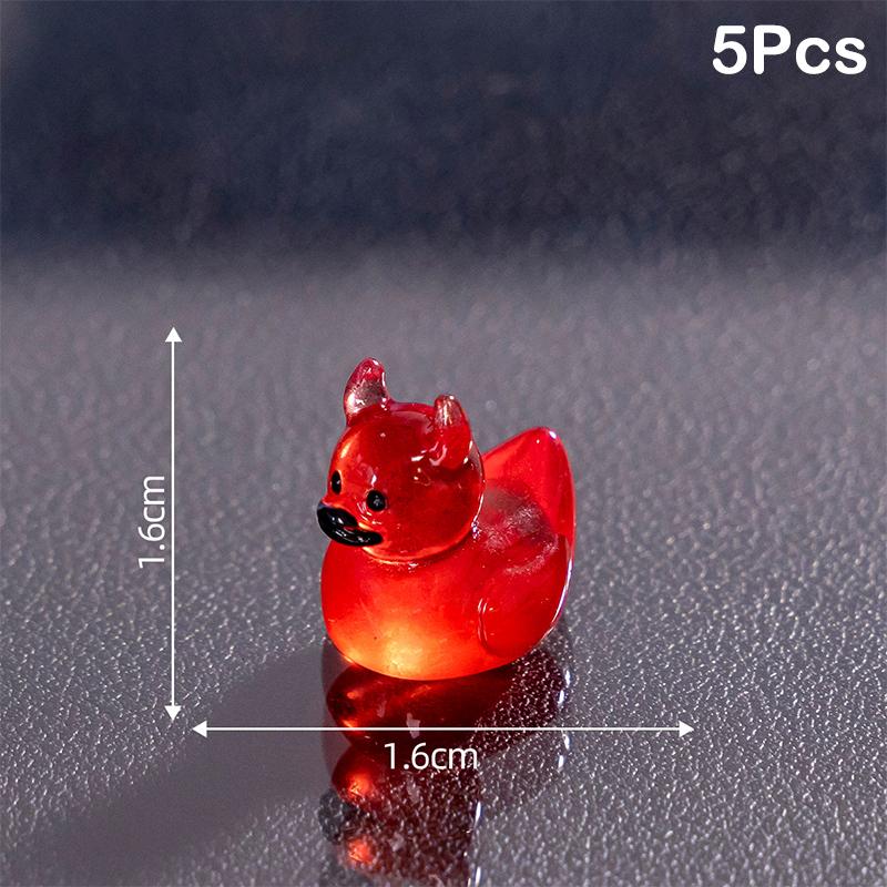 5Pcs Halloween Devil Duck Small Ornaments Gothic Punk Resin Figurines Micro Landscape Diy Home Decoration Accessories Gifts